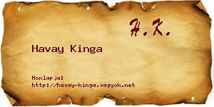 Havay Kinga névjegykártya